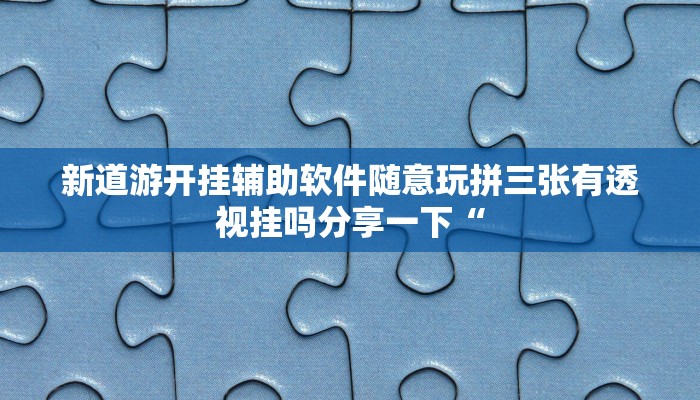 新道游开挂辅助软件随意玩拼三张有透视挂吗分享一下“